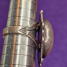 Vintage Fred Harvey Sterling Silver Ring Adjustable Oval Cabochon Size 7 Stamped - Additional view 18