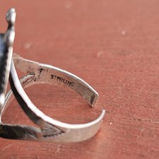 Vintage Fred Harvey Sterling Silver Ring Adjustable Oval Cabochon Size 7 Stamped - Additional view 6