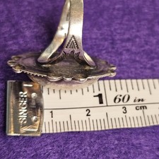 Vintage Fred Harvey Sterling Silver Ring Adjustable Oval Cabochon Size 7 Stamped - Additional view 8