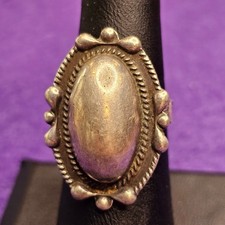 Vintage Fred Harvey Sterling Silver Ring Adjustable Oval Cabochon Size 7 Stamped - Additional view 9