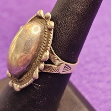 Vintage Fred Harvey Sterling Silver Ring Adjustable Oval Cabochon Size 7 Stamped - Additional view 10