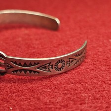 Fred Harvey Style Sterling Water Web Turquoise Cuff Bracelet Arrow Motif 12.91g - Additional view 14