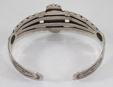 Vintage Fred Harvey Era Sterling Silver & Turquoise Cuff Bracelet Hand Stamped - Additional view 1