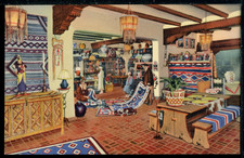1937 Santa Fe New Mexico Indian Room La Fonda Hotel Vintage Fred Harvey Postcard