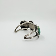 Fred Harvey Era Navajo Sterling Turquoise Flower Cuff Bracelet 51.2g - Additional view 1