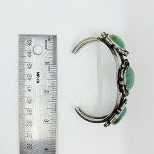 Fred Harvey Era Navajo Sterling Turquoise Flower Cuff Bracelet 51.2g - Additional view 7