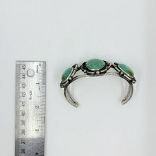 Fred Harvey Era Navajo Sterling Turquoise Flower Cuff Bracelet 51.2g - Additional view 8