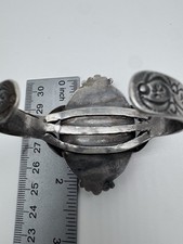 NATIVE AMERICAN NAVAJO VINTAGE CHRYSOCOLLA & STERLING FRED HARVEY STYLE CUFF 41G - Additional view 6