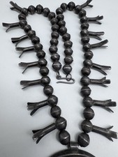 NATIVE AMERICAN NAVAJO TURQUOISE & STERLING VINTAGE SQUASH BLOSSOM FRED HARVEY - Additional view 2