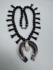 NATIVE AMERICAN NAVAJO TURQUOISE & STERLING VINTAGE SQUASH BLOSSOM FRED HARVEY - Additional view 4