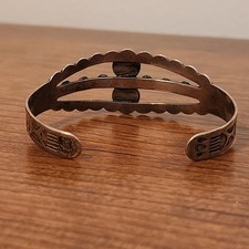 Fred Harvey Era Native American Sterling Silver Green Turquoise(?) Cuff Bracelet - Additional view 3