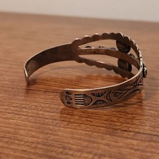 Fred Harvey Era Native American Sterling Silver Green Turquoise(?) Cuff Bracelet - Additional view 4