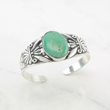 Fred Harvey Era Turquoise Oval Sterling Silver Cuff Bracelet - Additional view 1