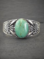 Fred Harvey Era Turquoise Oval Sterling Silver Cuff Bracelet - Additional view 2