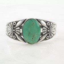 Fred Harvey Era Turquoise Oval Sterling Silver Cuff Bracelet - Additional view 3