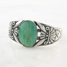 Fred Harvey Era Turquoise Oval Sterling Silver Cuff Bracelet - Additional view 5
