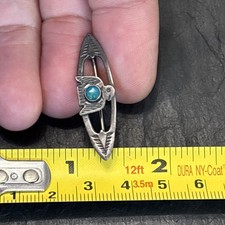 Fred Harvey Era Vintage Thunderbird Turquoise Sterling Silver Stamped Brooch T - Additional view 12