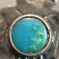 Fred Harvey Era Vintage Thunderbird Turquoise Sterling Silver Stamped Brooch T - Additional view 6