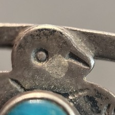 Fred Harvey Era Vintage Thunderbird Turquoise Sterling Silver Stamped Brooch T - Additional view 7