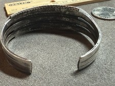 Fred Harvey Era Sterling Silver Turquoise Three Row Old Pawn Cuff Bracelet  - Additional view 6