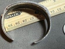 Fred Harvey Era Sterling Silver Turquoise Three Row Old Pawn Cuff Bracelet  - Additional view 7