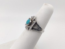 Vintage Sterling Silver Turquoise Navajo Thunderbird Ring Fred Harvey Era Sz 5 - Additional view 2
