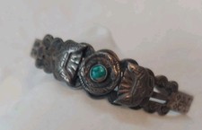 VINTAGE FRED HARVEY NATIVE Amer. Sterling Silver Green Turquoise Cuff Bracelet - Additional view 1