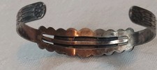 VINTAGE FRED HARVEY NATIVE Amer. Sterling Silver Green Turquoise Cuff Bracelet - Additional view 4