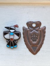 Native American Thunderbird Key Fob Copper VTG Fred Harvey Era w Inlay Bird Part