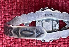 Antique Navajo Turquoise / Sterling Silver Bracelet Fred Harvey Crossed Arrows - Additional view 6