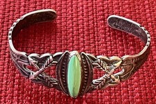Antique Navajo Turquoise / Sterling Silver Bracelet Fred Harvey Crossed Arrows