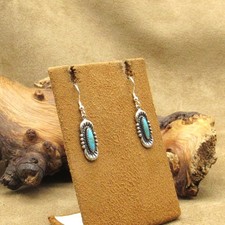 Sterling Silver and Turquoise Fred Harvey Style Dangle Earrings - Additional view 1