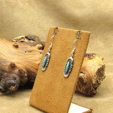 Sterling Silver and Turquoise Fred Harvey Style Dangle Earrings - Additional view 2