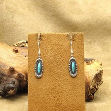Sterling Silver and Turquoise Fred Harvey Style Dangle Earrings