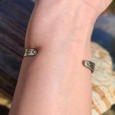 VTG Fred Harvey Style Stamped Bell Trading Post Nickel Silver Cuff Bracelet - Additional view 3
