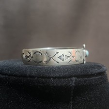 Navajo Fred Harvey Era Turquoise Thunderbird Silver Cuff Bracelet - Additional view 2