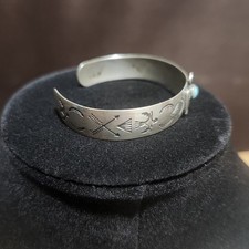 Navajo Fred Harvey Era Turquoise Thunderbird Silver Cuff Bracelet - Additional view 8