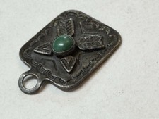 Navajo STERLING Turquoise Fred Harvey Pendant DOG TAG CHARM ARROWS Frienship - Additional view 8