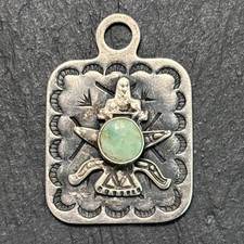 Fred Harvey Era Knifewing Tab Unusual Stamped Turquoise Sterling 9h - Additional view 1