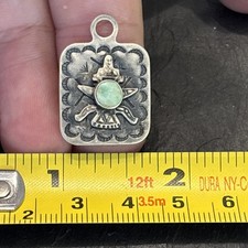 Fred Harvey Era Knifewing Tab Unusual Stamped Turquoise Sterling 9h - Additional view 4