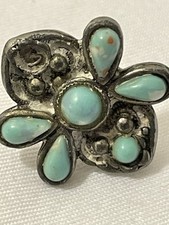 Fred Harvey Era 1940s Link Turquoise Bracelet, Brooch And Earrings. Nice Set! - Additional view 12