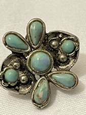Fred Harvey Era 1940s Link Turquoise Bracelet, Brooch And Earrings. Nice Set! - Additional view 13