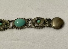 Fred Harvey Era 1940s Link Turquoise Bracelet, Brooch And Earrings. Nice Set! - Additional view 6