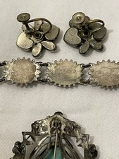 Fred Harvey Era 1940s Link Turquoise Bracelet, Brooch And Earrings. Nice Set! - Additional view 7