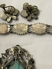 Fred Harvey Era 1940s Link Turquoise Bracelet, Brooch And Earrings. Nice Set! - Additional view 10