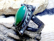 Vintage GREEN TURQUOISE SLITHERING SNAKES RING Fred Harvey Era Cerrillos sz 5.75 - Additional view 1