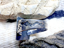 Vintage GREEN TURQUOISE SLITHERING SNAKES RING Fred Harvey Era Cerrillos sz 5.75 - Additional view 3