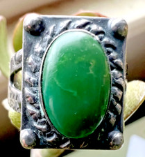 Vintage GREEN TURQUOISE SLITHERING SNAKES RING Fred Harvey Era Cerrillos sz 5.75