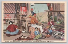 Workroom Fred Harvey Indian Building Albuquerque New Mexico NM 1930s Postcard