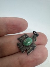 OLD VINTAGE NAVAJO FRED HARVEY ERA STERLING & TURQUOISE THUNDERBIRD CHARM-NR! - Additional view 1